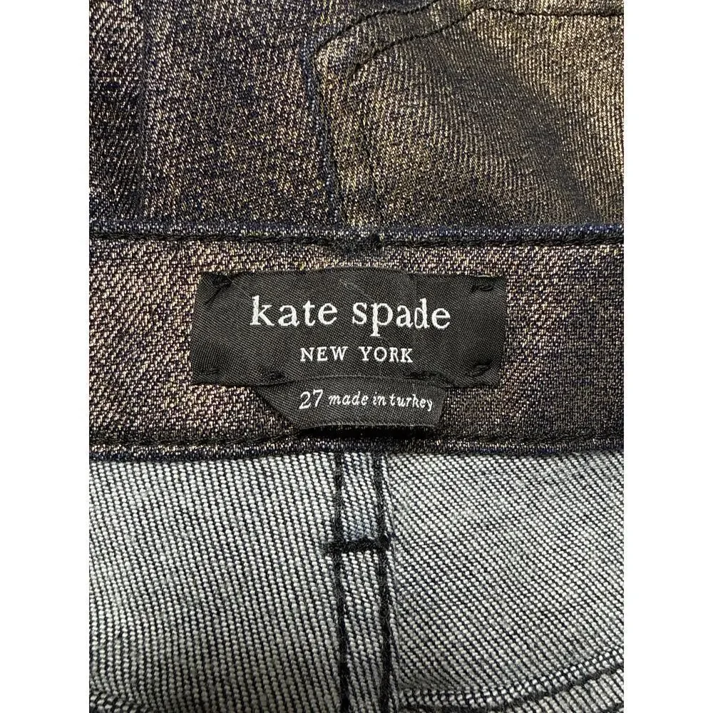 Kate Spade Gold Metallic Straight Leg Denim Pant Size 27